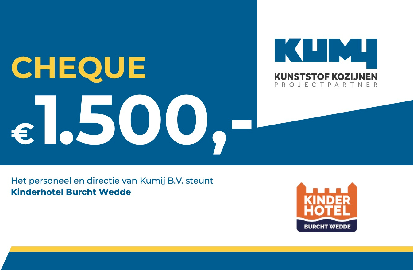 Je bekijkt nu Kumij schenkt €1500 aan het Kinderhotel!